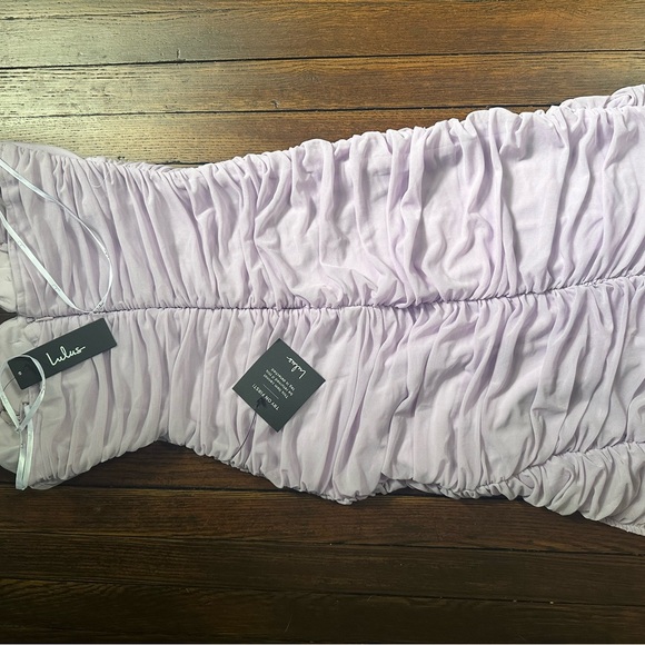 Lulus Got You Staring Lavender Ruched Mesh Bodycon Mini Dress Purple - Size L - Picture 3 of 4